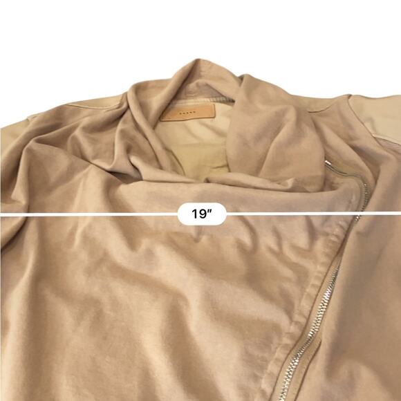 Blank NYC Womens Tan Drape Moto Jacket Asymmetrical Zip Biker Size SMALL - Picture 7 of 10